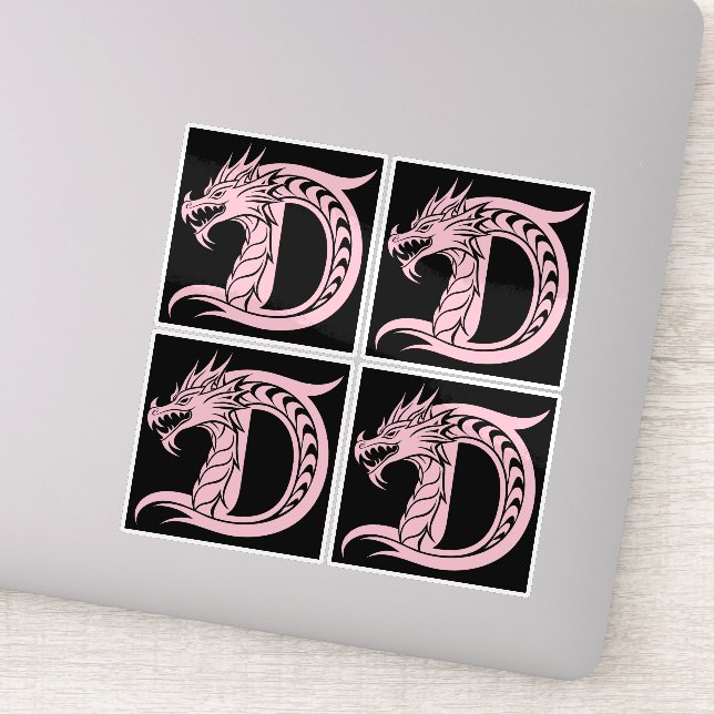 Sticker Dragon Styled Letter D, Dragon Alphabet, Monogram (Détail)