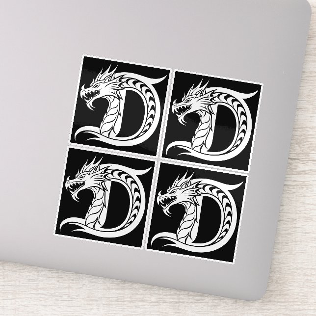 Sticker Dragon Styled Letter D, Dragon Alphabet, Monogram (Détail)