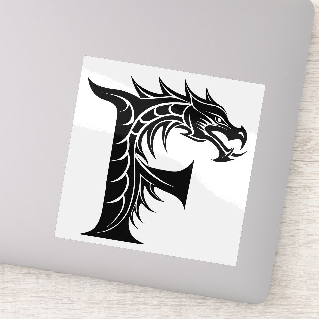 Sticker Dragon Styled Letter F, Dragon Alphabet, Monogram (Détail)