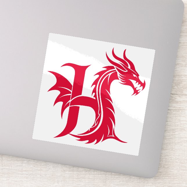 Sticker Dragon Styled Letter H, Dragon Alphabet, Monogram (Détail)