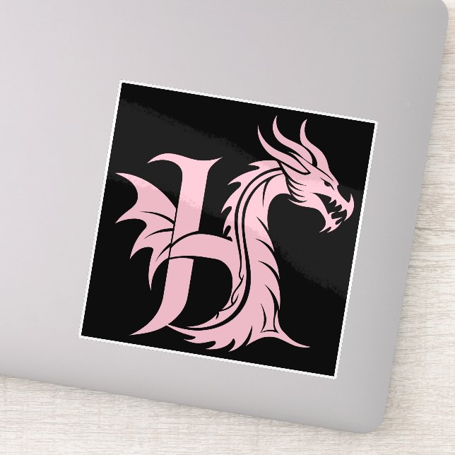 Sticker Dragon Styled Letter H, Dragon Alphabet, Monogram (Détail)