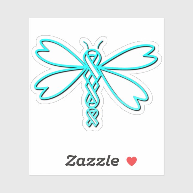 Sticker Dragonfly avec des rubans de cancer (Feuille)