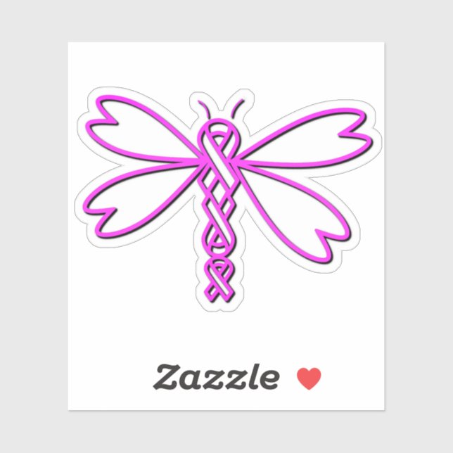 Sticker Dragonfly avec des rubans de cancer (Feuille)