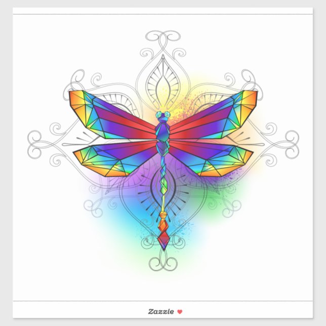 Sticker Dragonfly en arc-en-ciel (Feuille)