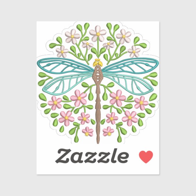 Sticker Dragonfly exotique Design floral Pastel (Feuille)