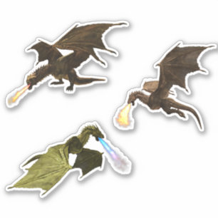 Sticker Dragons de respiration incendie Wyvern