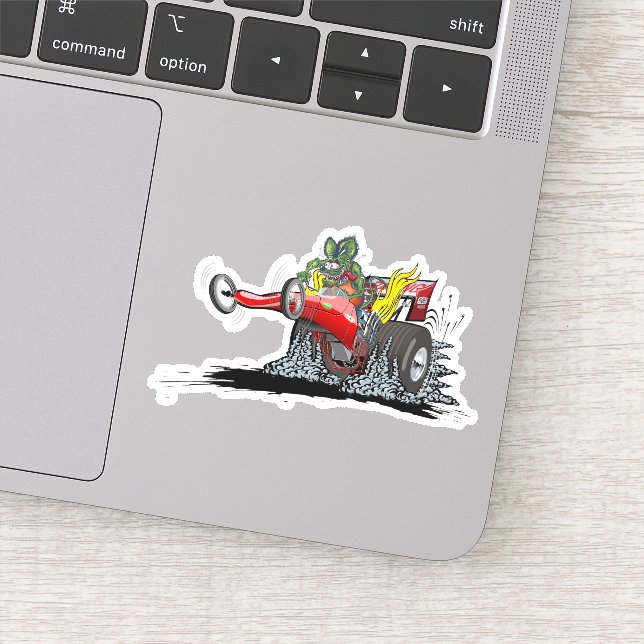 Sticker Dragster de dessin animé (Détail)