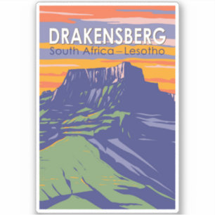 Sticker Drakensberg Afrique du Sud Lesotho Travel Art Retr