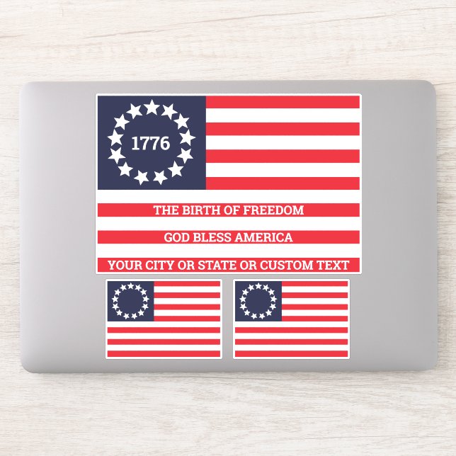 Sticker Drapeau 1776 Texte facultatif USA Betsy Ross Conto (Ordinateur)