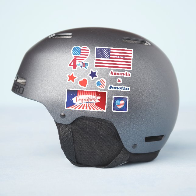 Sticker Drapeau américain 4 juillet Patriotique (Côté casque)