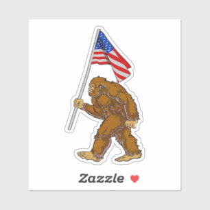 Sticker Drapeau américain Bigfoot