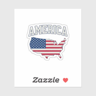 Sticker Drapeau américain Carte Patriote Vintage Graphique