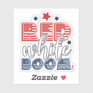 Sticker Drapeau américain du 4 juillet Rouge Blanc Boom Pa