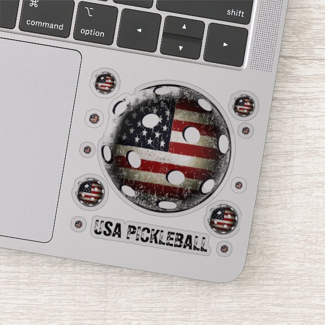 Sticker Drapeau américain en détresse Pickleball USA (Détail)