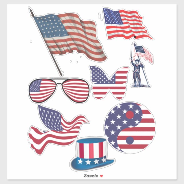Sticker Drapeau américain étoiles rayures art patriotique (Feuille)