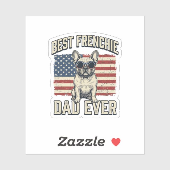 Sticker Drapeau américain Papa Frenchie vintage (Feuille)