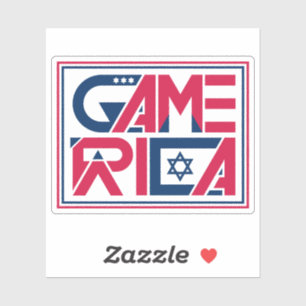 Sticker Drapeau américain texte Gamerica