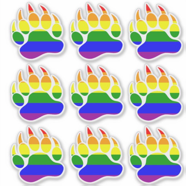 Sticker Drapeau Arc-en-ciel Patte d'Ours (Devant)