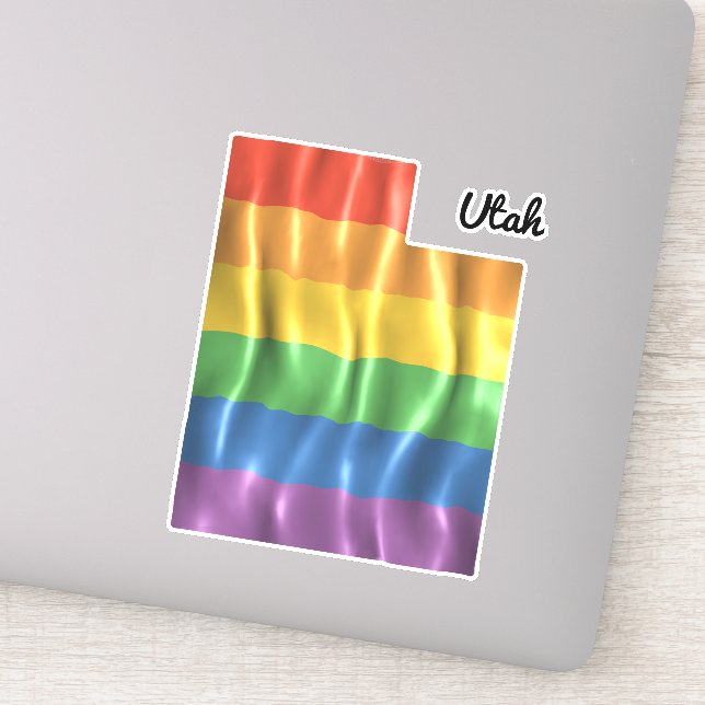 Sticker Drapeau Arc-en-ciel Utah UT Contour de l'État (Détail)