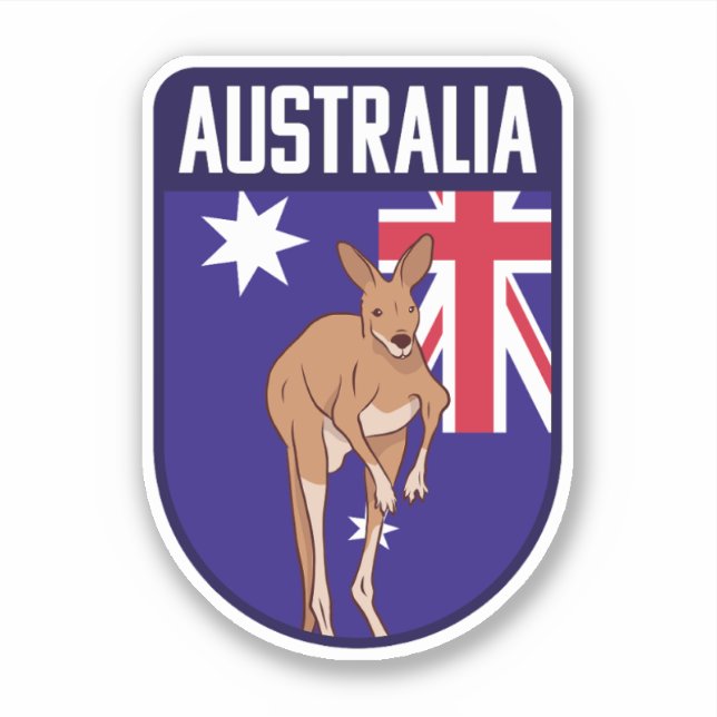 Sticker Drapeau Australie avec Kangaroo - Australie Voyage (Devant)