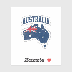 Sticker Drapeau Australie Carte Graphique Vintage en détre