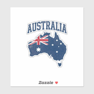 Sticker Drapeau Australie Carte Graphique Vintage en Détre