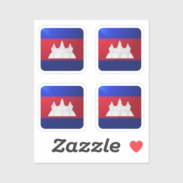 Sticker drapeau brillant carré cambodge (Feuille)