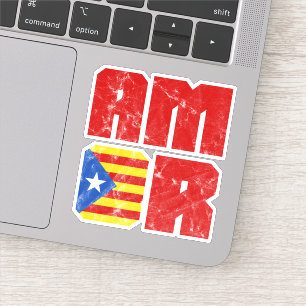 Sticker Drapeau Catalonia Amor, Indépendance Catalane