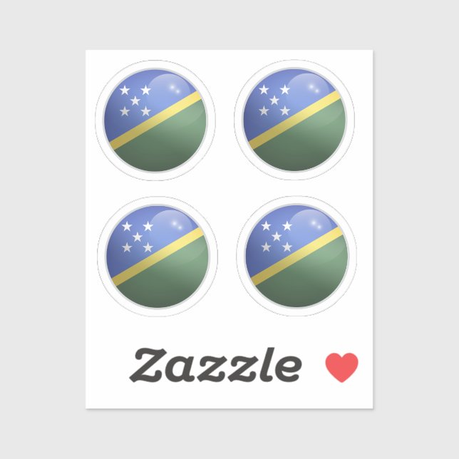Sticker Drapeau Cercle Brillant des Îles Salomon (Feuille)