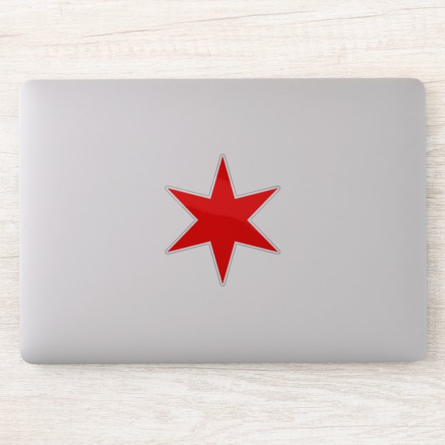 Sticker Drapeau Chicago Coupe Personnalisé Rouge 6 Points (Ordinateur)