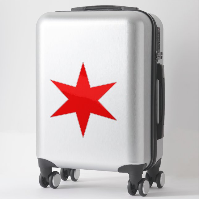 Sticker Drapeau Chicago Coupe Personnalisé Rouge 6 Points (Sur valise)