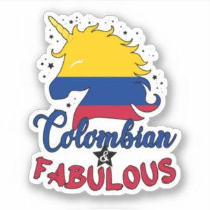 Sticker Drapeau colombien et fabuleux Unicorne colombienne