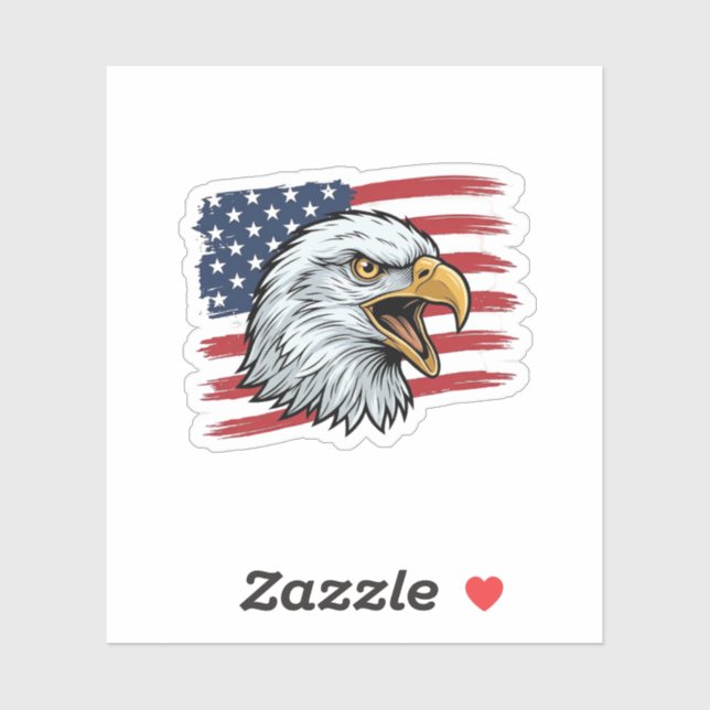 Sticker Drapeau d'aigle patriotique dessin vectoriel vinta (Feuille)