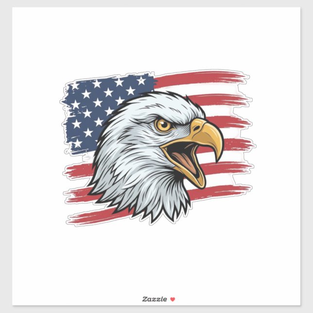 Sticker Drapeau d'aigle patriotique dessin vectoriel vinta (Feuille)