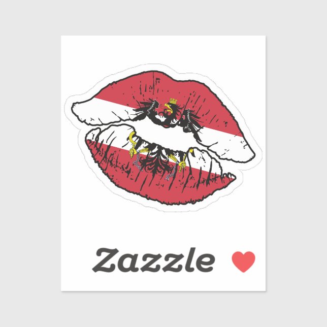 Sticker Drapeau d'amour autrichien Lipstick (Feuille)