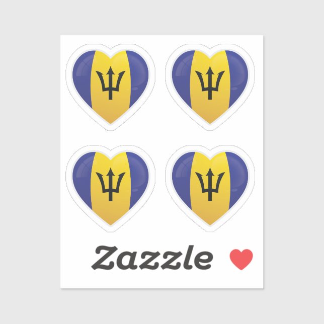 Sticker Drapeau d'amour de la Barbade (Feuille)