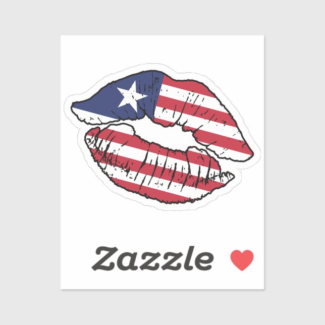 Sticker Drapeau d'amour du bâton de lèvre libérien (Feuille)