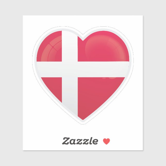 Sticker Drapeau d'amour du Danemark (Feuille)