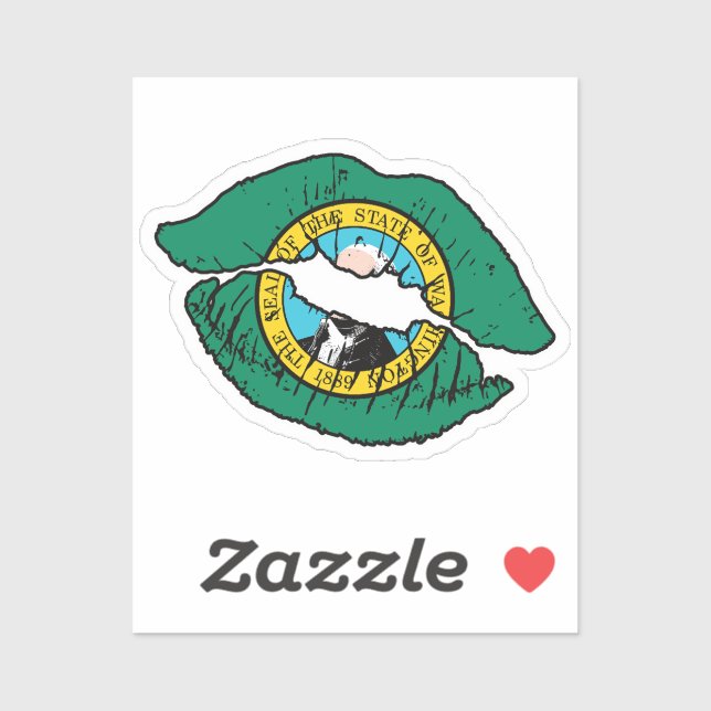 Sticker Drapeau d'amour Washington Washingtonian Lipstick (Feuille)