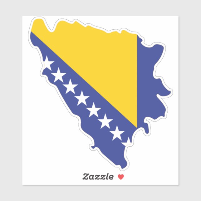 Sticker Drapeau De Bosnie-Herzégovine Sur La Carte Du Pays (Feuille)