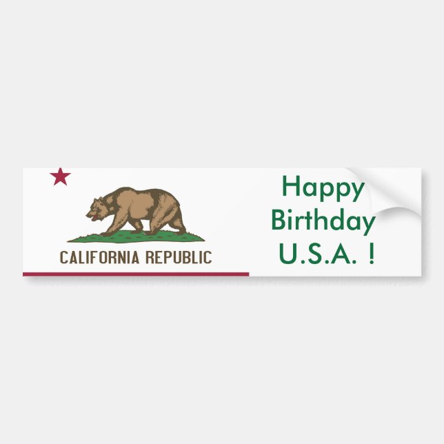 Sticker Drapeau de Californie, Joyeux anniversaire (Devant)