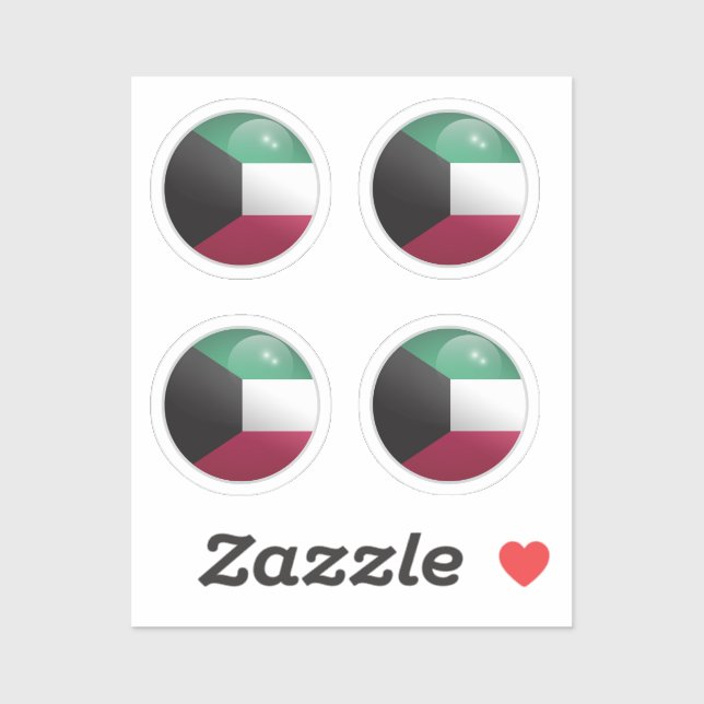 Sticker Drapeau de cercle brillant du Koweït  (Feuille)