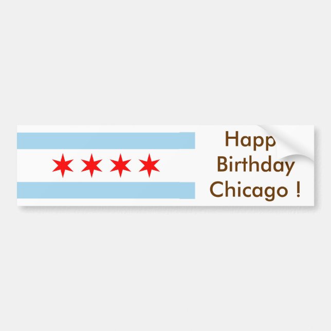 Sticker Drapeau de Chicago, Joyeux anniversaire U. (Devant)