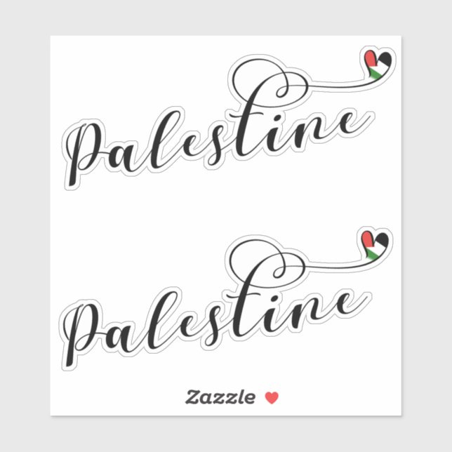 Sticker Drapeau de coeur de Palestine, État de Palestine (Feuille)