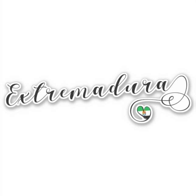 Sticker Drapeau de Coeur Estrémadure, Estremaúra, Espagne (Devant)