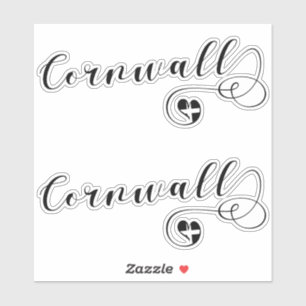 Sticker Drapeau de Cornouailles en Coeur, Cornouailles, Ke