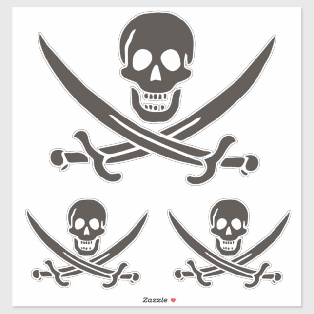 Sticker Drapeau de crâne obsidien Drapeau de pirate Calico (Feuille)