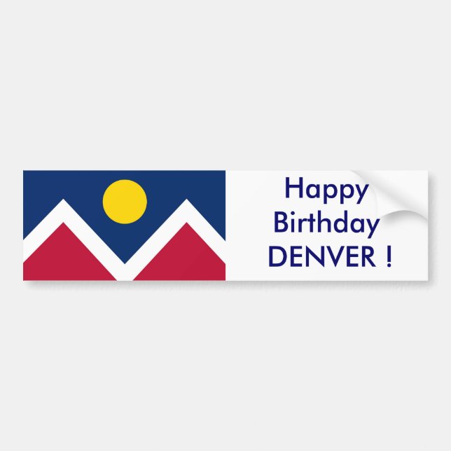 Sticker Drapeau de Denver, Joyeux DENVER d'anniver (Devant)