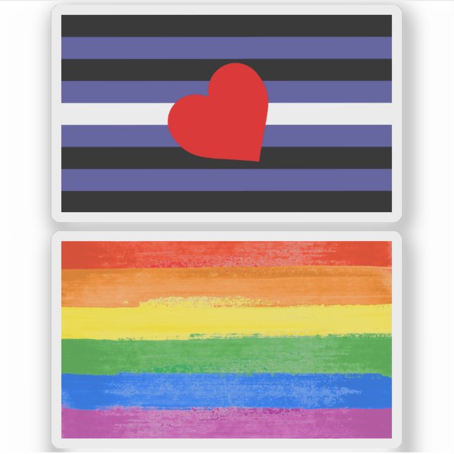 Sticker Drapeau de fierté en cuir et cœur (Devant)