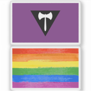 Sticker Drapeau de fierté lesbienne Hache violette
